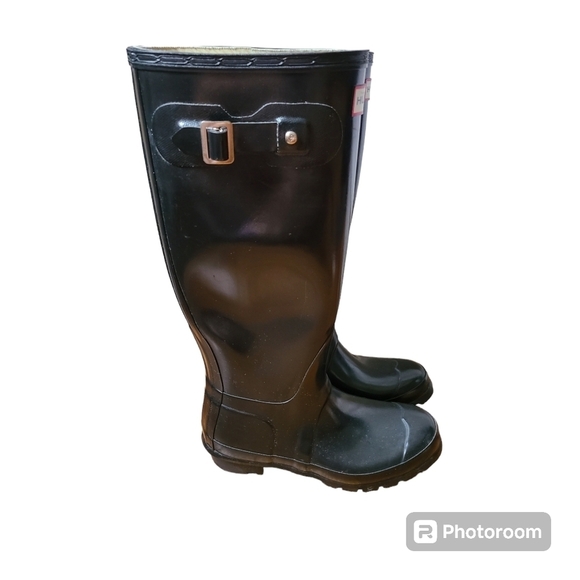 Hunter Original Tall Black Boots W23616 Size 5 Men/6 Women - Picture 6 of 11